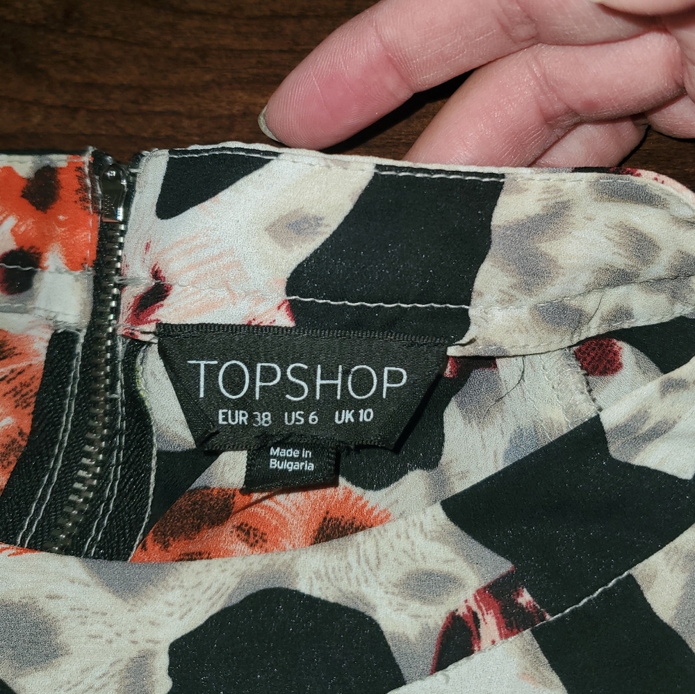 Topshop Multicolor Leopard Print Short-Sleeve Tunic Dress Size 6 - Picture 7 of 11